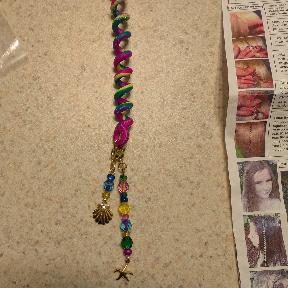 Colorful Hair Wrap with Sea Theme Charms!